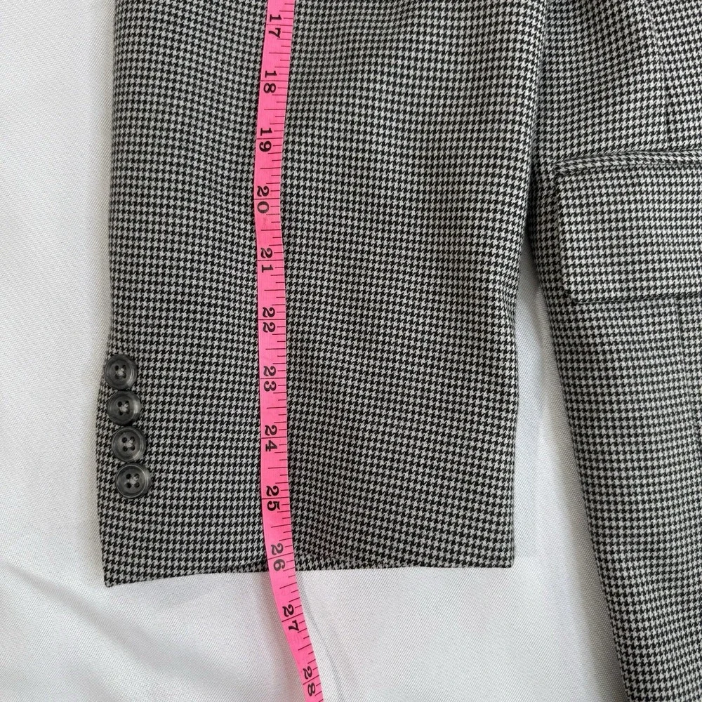 Jos A Bank Men 48L Black White Houndstooth Wool‎ Blazer Sport Coat Two Button